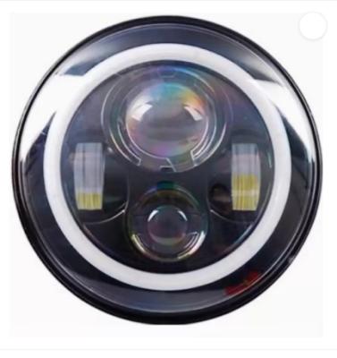 China Universal 7inch 60W Round Motorcycle Car Aluminum Housing Spotlight Led Motorcycle Headlight Angel Eyes With Halo for sale