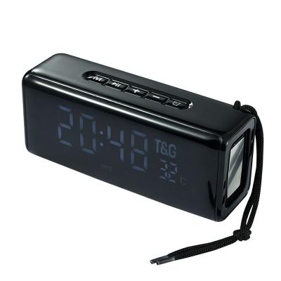 China TG174 Phone Function BT Clock Speaker Digital Display Alarm Clock Speaker System 3D Wireless Subwoofer with Portable FM Radio for sale