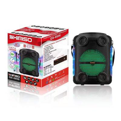 China QS-6806 Wireless Portable Stage Speaker Kimiso Outdoor Subwoofer 8 Inch Blutooth Speakers With Microphone HD Sound Suppor TF for sale