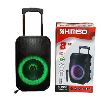 China QS-2812 Cart QS-2812 Colorful Wireless Speaker Kimiso Outdoor Subwoofer Box 8 Inch Blue Tooth Speakers With Microphone Support TF for sale