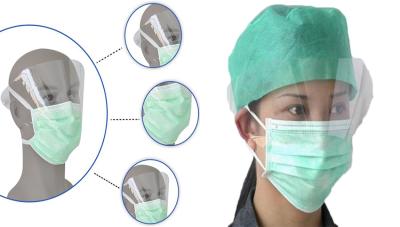 China Non-woven Disposable  Face Mask with plasitic eye shield,added protection for eyeswith clear plastic for sale