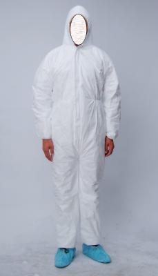 China Disposable Microporous protective safety coverall/work suit,white,55g,SMS coverall with or without hood and boot for sale