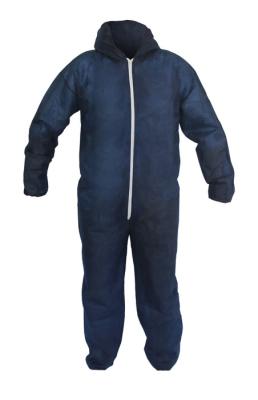 China Disposable dark blue micro porous coverall with hood,S-XXL,against dust and oil,Tyvek function for sale