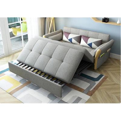 China Single Folding Sofa Beds (Other) Corner Sofa Bed Foldable Fabric Velvet Adjustable Multifunctional Wooden Couch Furniture for sale