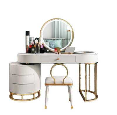 China (Other) Wholesale Adjustable Luxurious Bedroom Simple Design Makeup Dressing Table Luxurious Mirrored Table for sale