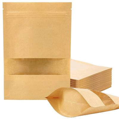 China Recyclable Brown Kraft Paper Package Lock Plastic Bag For Nuts And Coffee for sale