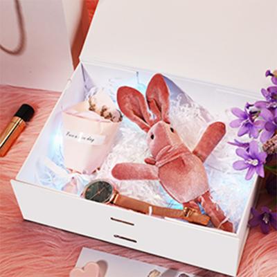 China Recycled Materials Gift Box With Ribbon Tea Candle Coffee Set Chocolate Closure Paper Box Kraft Paper Craft Wedding Gift Box for sale