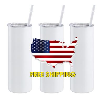 China Sustainable US Warehouse 20oz Blanks Sublimation Tumbler with Straw Stainless Steel Skinny Tumbler Cup for Sublimation DIY Printing for sale