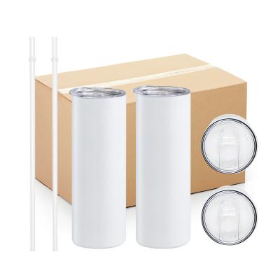 China Sustainable Free Shipping Blanks Sublimation 20 oz White Skinny Straight Blanks Heat Press 20oz Sublimation Tumblers with Straw for sale