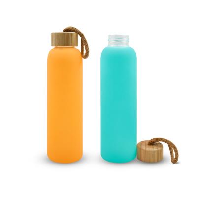 China Sustainable 2022 Ombre Sublimation Colorful Frosted Glass Water Bottles Portable Gradient Frosted Glass Water Bottles With Screw Lids for sale