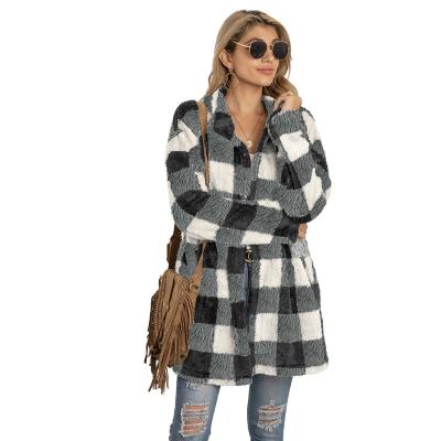 China Reversible 2022 Hot Selling Women's Coats Women Winter Clothes Reversible Flannel Jacket Plaid Cardigan Long Coat for sale