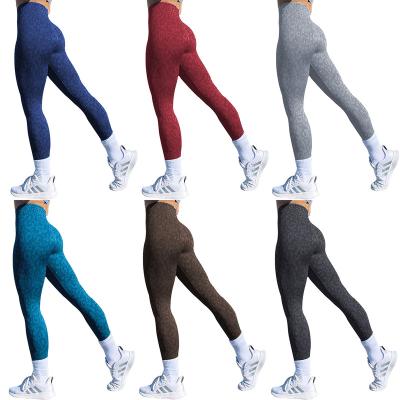 China 2022 Breathable Knitted Seamless Leopard Workout Clothes Nine Minute New Hot Pants Style Yoga Pants for sale