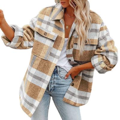 China 2022 Wholesale Casual Oversized Plaid Flannel Jackets Shirt Women Anti-wrinkle Ladies Long Sleeve for sale