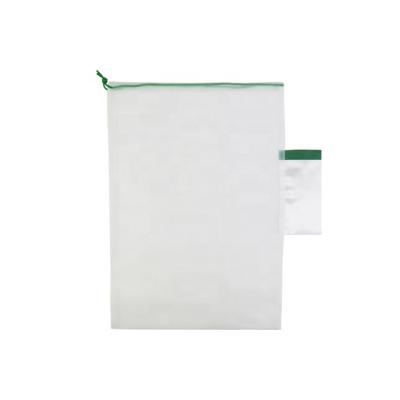 China Reusable Polyester Mesh Produce Bag With Organic OEM Drawstring Shopping Handle for sale