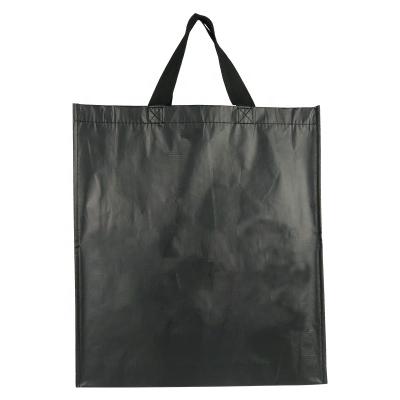 China Moisture Proof Custom Design Black Empty Shopping Tote Reusable RPET Grocery Bags for sale