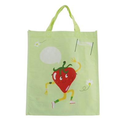 China OEM Handled RPET Laminated Bag Strawberry Custom Pattern Reusable Bags ECO Shopping for sale