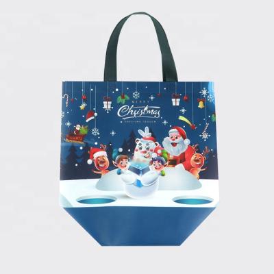 China OEM / ODM Handled Laminated Non Woven Shopping Bag Christmas-themed ECO Gift Tote With Custom Logo for sale