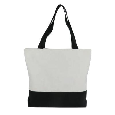 China OEM/ODM Custom Handled Heavy Duty Canvas Grocery Bags Travel Digital Printing Wide Bottom Cloth Tote With Zipper for sale