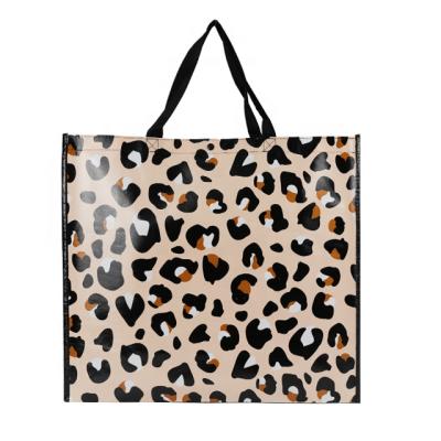 China Reusable Customizable Non-woven Leopard Printing Bag OEM/ODM Reusable Shopping Grocery Tote With Custom Logo for sale