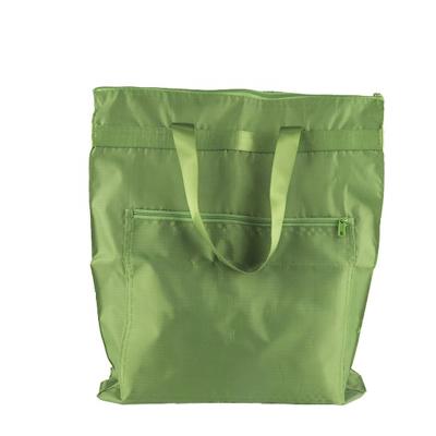 China OEM/ODM Custom Plain White Polyester Folding Green Sublimation Tote Bag With Zipper Pocket for sale