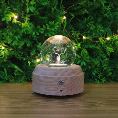 China EUROPEAN Christmas Gift 2022 Lamp Led Elk Deer 3D Crystal Night Light Music Box Wooden Led Desk Lamp With KC Battery for sale