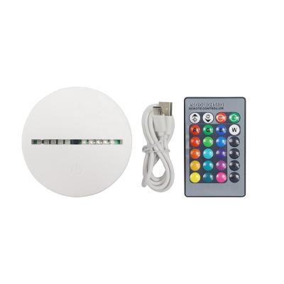 China Modern White Led Base USB DC 5V Type C ABS Base RGB Light Remote 3D Illusion Acrylic Lamp Holder With AA Battery Box for sale