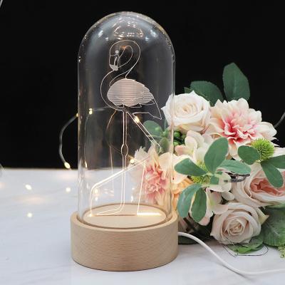 China Nordic Romantic Creative Acrylic Flamingo Lamp Table Glass Cover Decoraion Night Light for sale