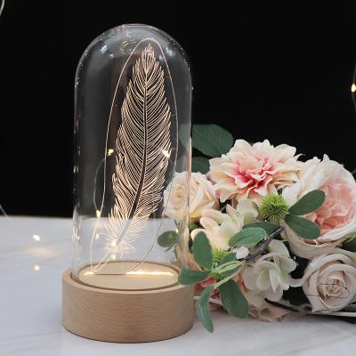 China Novelty Decoraion Glass Table Cover Lamp Romantic Creative Decorative Night Light Glass Table Lamp For Gift for sale