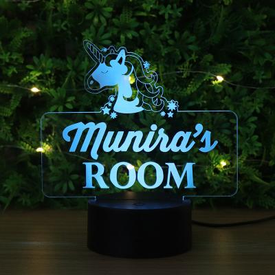 China 3D Illusion Acrylic Night Lamp Low Light ABS Night Led Decoraion Unicorn Table Lamp Romantic Australian Standard Color Change Unicorn Style DIY for sale