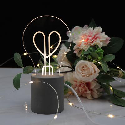 China Romantic Cement Base Novelty Decoraion Table Lamp LED Acrylic Table Lamp Acrylic Cement Desk Lamp for sale