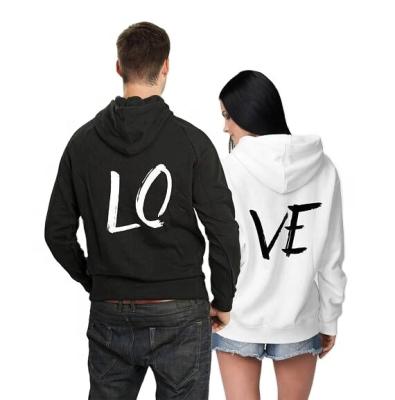 China New QUICK DRY custom design back printed white hoodie LOVE women's hoodie couple costume for sale