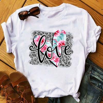 China 2022 Fashionable QUICK DRY Valentine's Day High Quality Custom theme love letter printed simple short sleeve T-shirt love&ro for sale