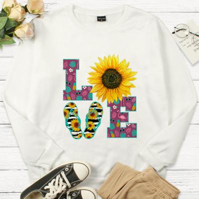 China High quality QUICK DRY love sunflower branded with letters printing lover hoodie top for sale