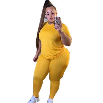 China New Best Selling Solid Color Stylish Breathable Summer Plus Size Womens Pants Sheath Short 2 Piece Set Women Two Piece Tracksuit for sale