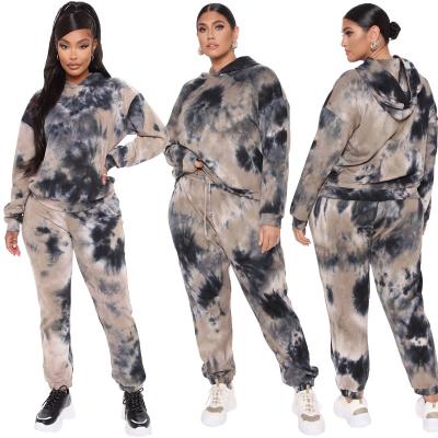 China 2022 Spring Lounge Sets Ladies Latest Link Breathable Dye Hoodies Long Sleeve Plus Size 2 Piece Sweatsuit Pants Set For Women for sale