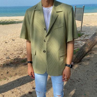 China New handsome men's casual men's clothing summer breathable short-sleeved Korean fashion blazer loose small suit for sale