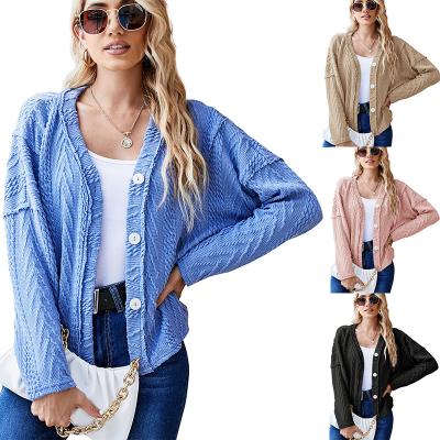 China 2022 New Spring Women's Short Coat Button Cardigan From Amazon Breathable CIA Trade Sweater for sale