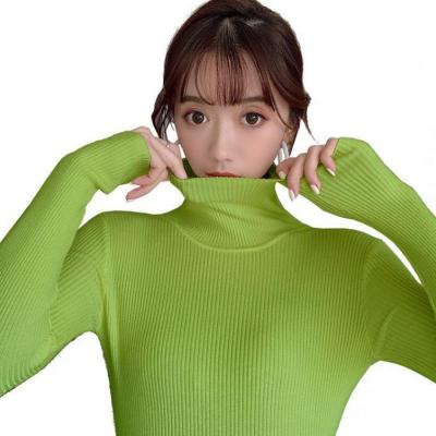 China Autumn Winter Thick Sweater Women Viable Knitted Long Neck Jumper Soft Warm Pull Femme Slim Turtleneck Ribbed Sweater Pullover for sale