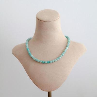 China Hot Selling 6mm CLASSIC Amazonite Necklace 40cm Length Natural Gemstone Amazonite Beads Necklace for sale