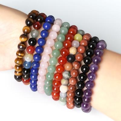 China 6mm/8mm/10mm/12mm FASHIONABLE Turquoise Amethyst Agate Agate Natural Stone Beaded Bracelets Women Men Charm Beads Jewelry for sale