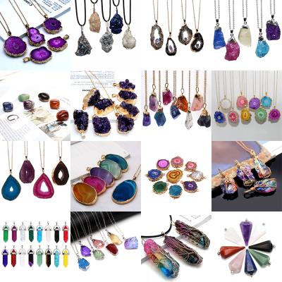 China Irregular Shape Necklace Stone Amethyst Chakra Pendant Stone Natural Handmade Gemstones Beads Charm For Jewelry Making for sale