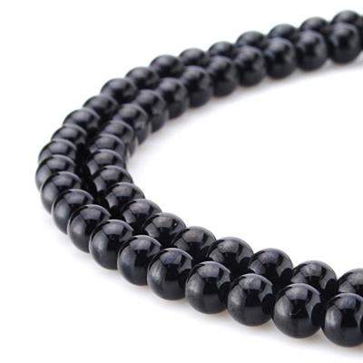 China Natural Natural Black Onyx Beads Round Loose Gemstone Beads For Jewelry Making Strand for sale