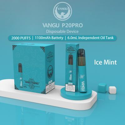 Cina Soffi eliminabili 1100mah Unrechargeable del dispositivo 2000 di Vape di sapore del ghiaccio della menta in vendita