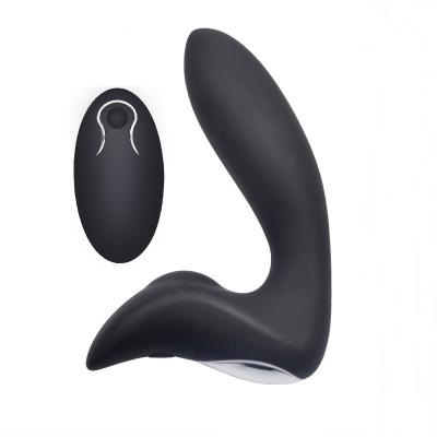 China Silicone hot selling 12 speeds silicone black anal prostate massager remote control waterproof masturbation vibrator for men man for sale