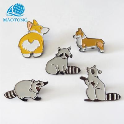 China Custom cute funny cartoon safety souvenir decoration metal enamel animal pin for fabric for sale