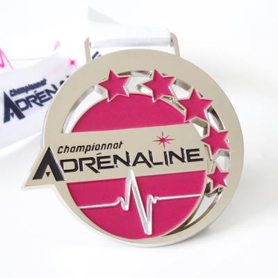 China Europe Custom Make Metal Colorful Sports Running Finisher Soft Enamel Marathon Medal With Personal Designed Ribbon Medal for sale