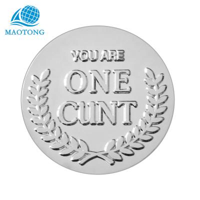 China Custom Silver Interesting Words Coins Souvenir Coin China Metal Funny Design Coins for sale