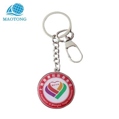 China High quality custom made promotion metal community keychains printing epoxy dome keychains charity key ring for sale