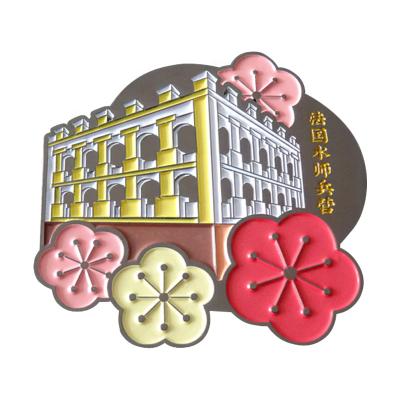 China Shape Souvenir 3D Metal Fridge Magnet Flower High Quality Cheap Custom Tourist Magnet With Your Logo Colorful Designed Fridge Magnet for sale