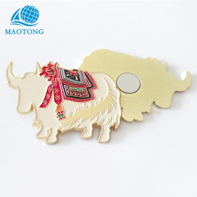 China Shape Custom Enamel Soft High Quality Cow Animal Souvenir Fridge Magnet With Paper Yaks Fridge Magnet for sale